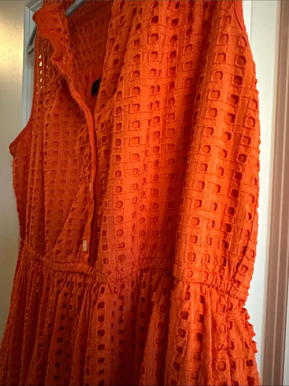 J. Crew Sleeveless Orange Eyelet Sundress